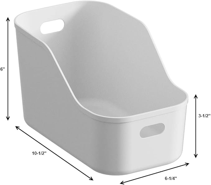 White Plastic Bins/Storage Organizers - Pantry Baskets, Bins for Shelves, Organizer and Storage for Bathroom, Bedrooms, Kitchens and More - Medium Size (1 Pack)