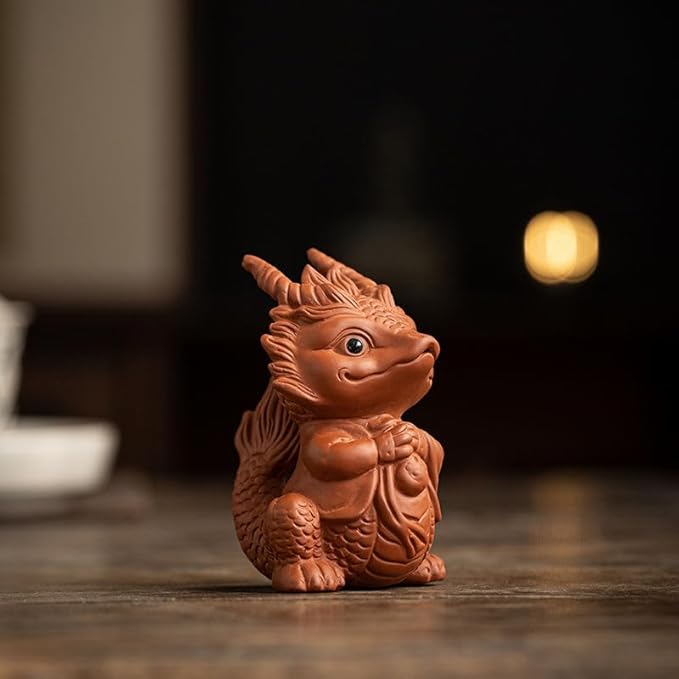 Zisha Dragon Tea Pet, Handmade Purple Clay Tea Pet for Kung Fu Tea Tray, Decorate Tea Tray Accessories