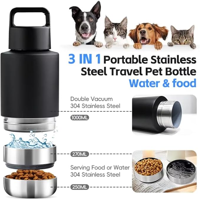 Travel Water Bottle for Dogs - Ideal Dog Mom Gifts - Convenient Travel Dog Bowls - Perfect for Hydration on The Go - Portable Solution for Pet Owners (Yellow)