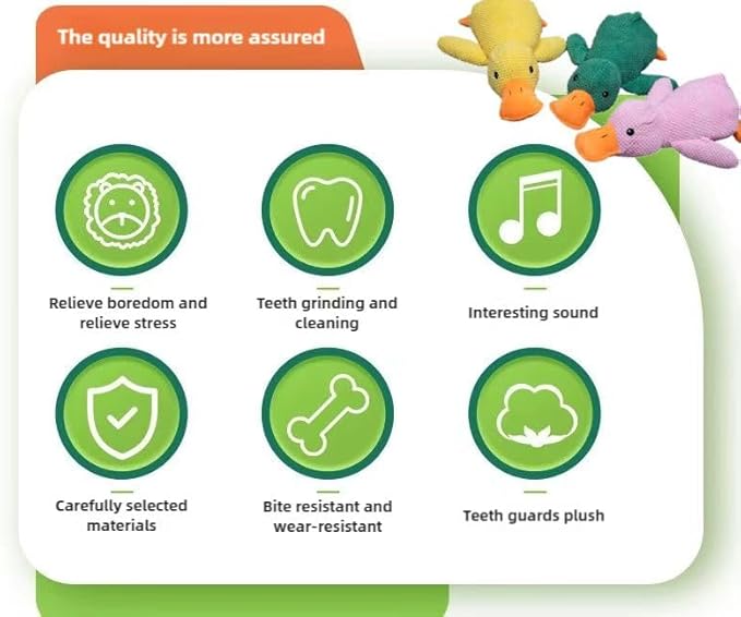 2025 Upgraded Mellow Dog Calming Duck Dog Toy, Quack-Quack Duck Toy,The Mellow pet Calming Pillow,3D filling,Fun toys and Chew Toy for Any Size Pet Puppy,Puppys Calming Pillow (Double yellow)