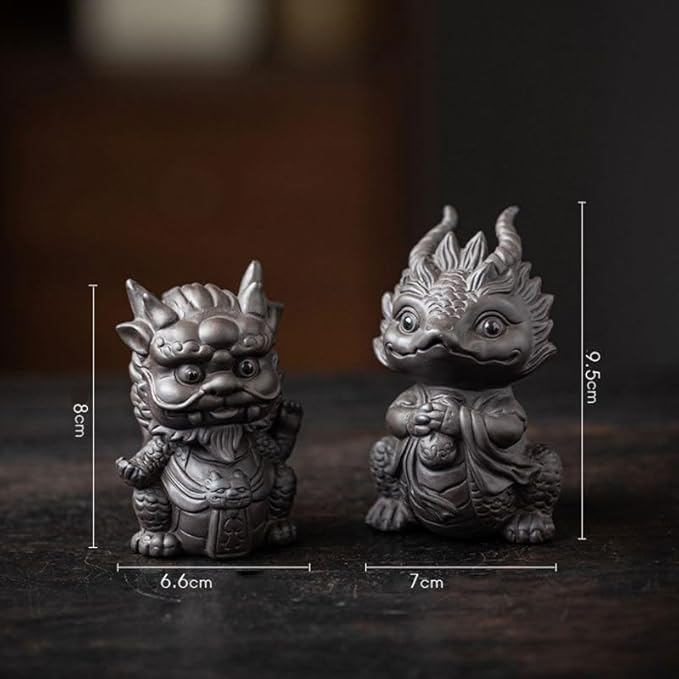 Chinese Zisha Dragon Tea Pet, Ceramic Tea Pet, Handmade Purple Clay Tea Pet for Kung Fu Tea Tray, Tea Pet Decorate Kungfu Tea Tray Accessories (I)