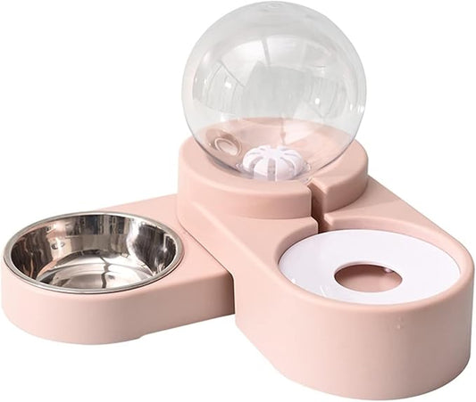 Automatic Pet Water Feeder & Food Dispenser 2.8L for Dogs & Cats BPA- Leak-Proof Bowl(Blue) (Pink)