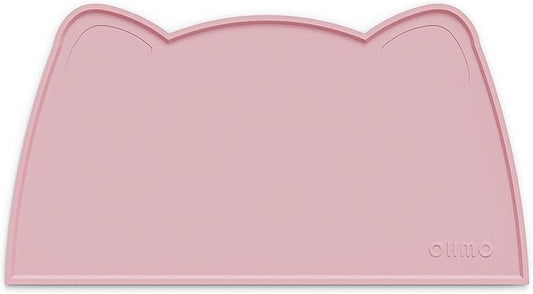 OHMO - Cat Food Mat, Silicone Pet Feeding Mat for Floor Non-Skid Waterproof Dog Water Bowl Tray, Easy to Clean Pet Placemat (Pink, 20 * 12'')