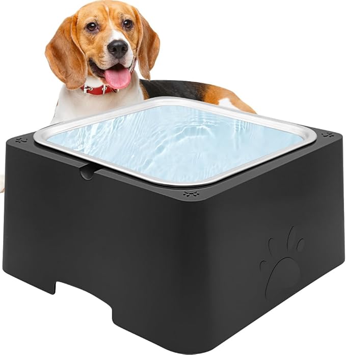 Pet Water Dispenser Dog Water Bowl for Large Dogs 4L Big Water Feeder Using Built-in Stainless Steel Bowl Easy to Clean and Disassemble, Outside Indoor Use for Pets & Dog Cat Chicken (Black, 4L)