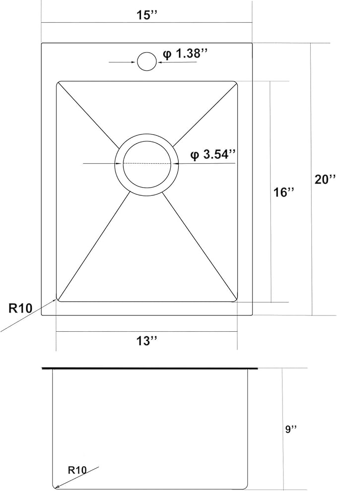 VESLA 15x20 Inch Bar Sink Drop In - Topmount 18 Gauge Stainless Steel Small Kitchen Sink, Single Bowl Brushed Finish for Laundry Wet Bar Prep RV Office Outdoor Yard Use with Bottom Grid & Drain