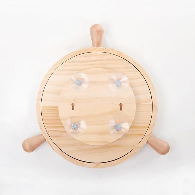 Pirate Ship Wheel Puzzle Toy for Dogs | Interactive Wooden Treat Dispenser Toy | Dog Slow Feeder for Healthy Eating - for Medium/Large Dogs