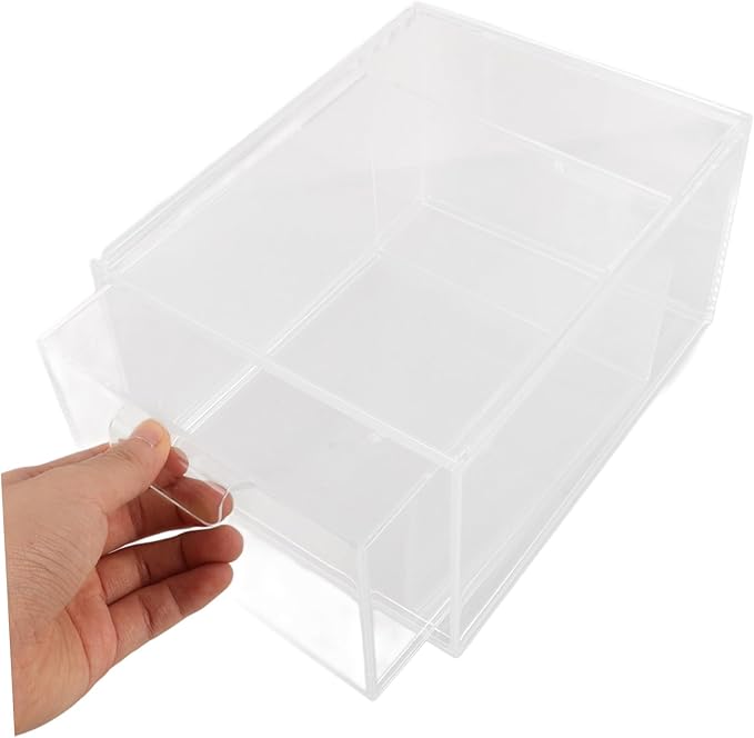 3pcs Stackable Clear Drawer Organizer for Makeup and Office Supplies Transparent Storage Box Drawer Design for Cosmetics Stationery and