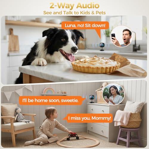 ZEEPORTE 2K Indoor Cameras for Home Security - Baby Monitor and Dog Pet Camera with Motion Detection, 2-Way Audio, Night Vision, Siren, Wired Security Camera (4-Pack)