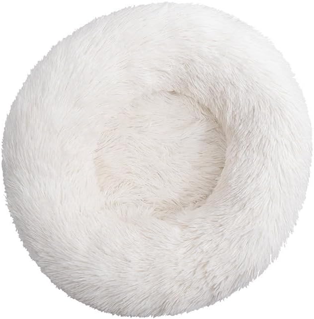 Anxiety Relief Dog Bed - Mr Fluffy Friend Anti-Anxiety Original Calming Plush Pet Bed for Chewing, Crate Training & Thunderstorm Stress (White,XL-80CM)