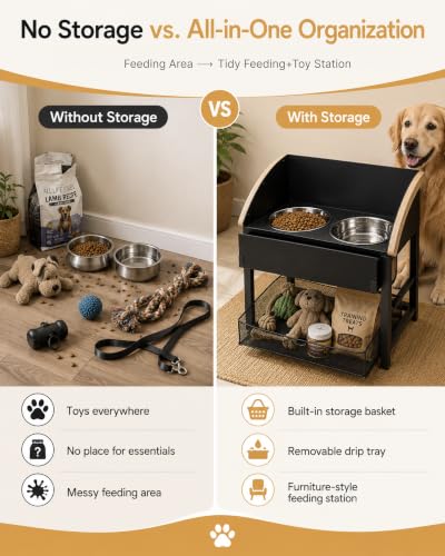 Elevated Dog Bowls for Large Breed Dogs with Storage - Image 3