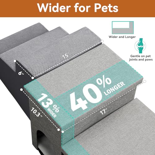 Zerbuger 2 Step Dog Stairs with Storage, 15" High Folding - Image 5