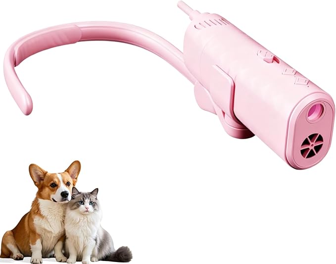 Pet Hair Dryer, Neck-Hanging Dog Dryer for Pet Grooming with 3 Speeds 4 Temp, Dog Blow Dryer for Small to Medium Pets with Stand, for Pet Salon Grooming,Powerful Airflow for Rapid Drying (Pink)