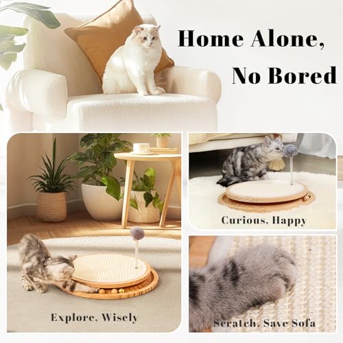 Interactive sisal cat scratcher with ball track - image 3