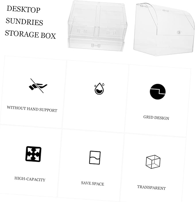 Acrylic Makeup Organizer Box Lid Dustproof Desktop Storage Case for Cosmetics 1-Piece Suitable for Dressing Tables and Bathrooms