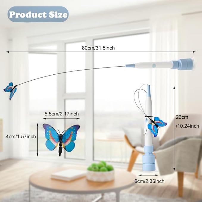 Interactive Cat Toys for Indoor Cats, Upgraded 360° Automatic Spin Butterfly, USB Rechargeable Electric Cat Teaser with Strong Suction Base, Enrichment Toy for Bored Cats (Pink)