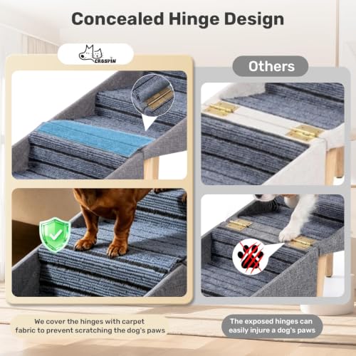 2-in-1 Foldable Dog Stairs for Couch, Wooden Pet Steps Ottoman - Image 4
