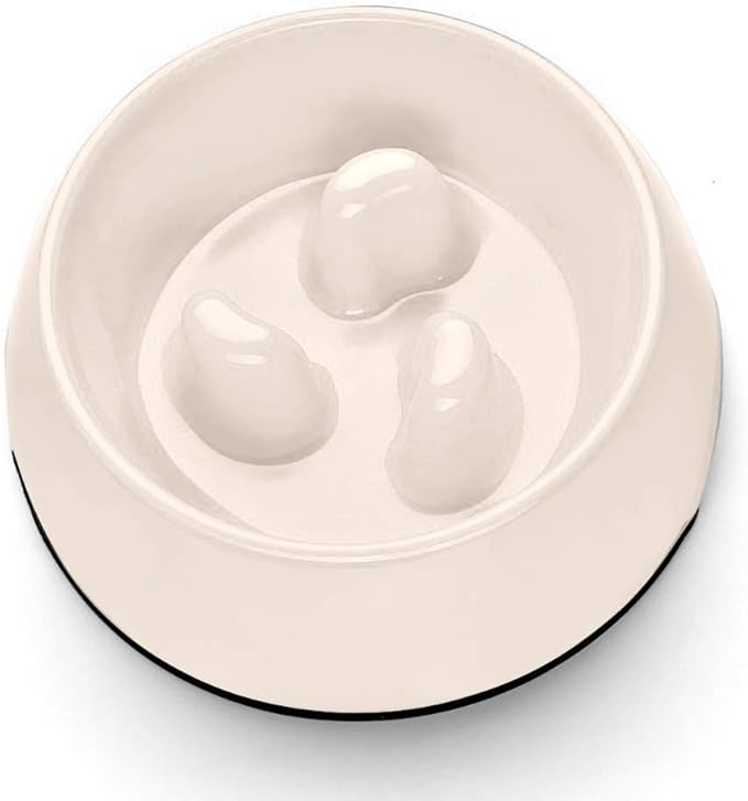Flexzion Slow Feed Dog Bowl - Anti-Slip Slip Resistant Base Pet Animal Puppy Feeder Food Water Container Holder Dish Storage Anti-Gulping Three Columns Style 600ML, 2.5 Cup, 20oz Capacity