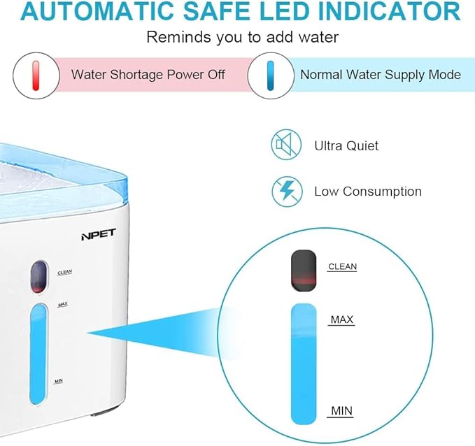 Pet Fountain Cat Water Fountain, 3L Automatic Pet Drinking Fountain Dog Water Dispenser with QuadrupleAction Filter Pet Water Dispenser (Color : with Sensor Switch) (Without an Adapter)