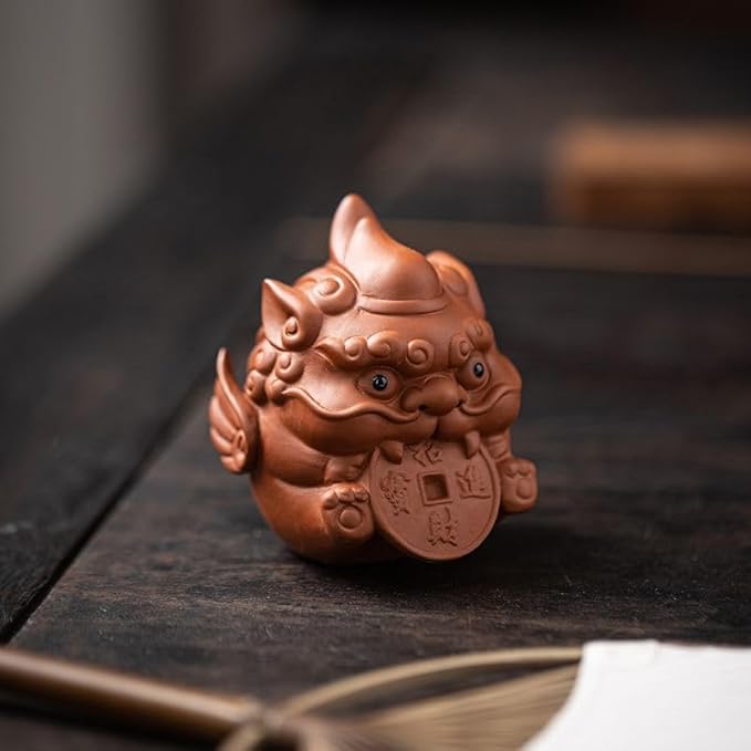 Chinese Zisha Tea Pet, Ceramic Tea Pet, Handmade Purple Clay Tea Pet for Kung Fu Tea Tray, Tea Pet Decorate Kungfu Tea Tray Accessories (C)