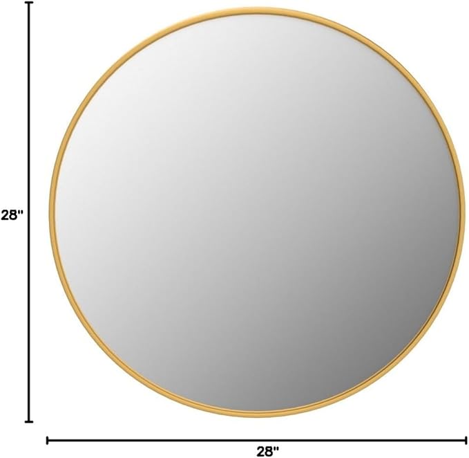 Growsun 28 inch Gold Round Mirror, Bathroom Mirror for Wall, Wall-Mounted Circle Mirror for Living Room Decoration, Wall Decor Mirror