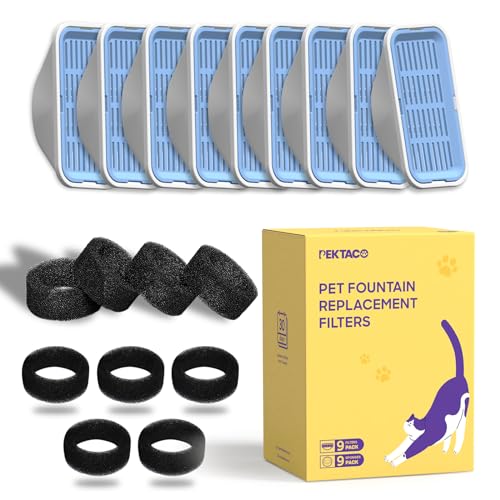 PEKTACO Cat Water Fountain Replacement Filters for 3.2L/108oz, 9 Pack - Image 8
