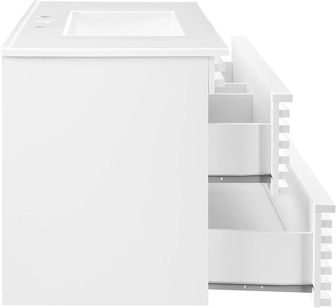 Modway Render 36" Wall-Mount Bathroom Vanity in White White