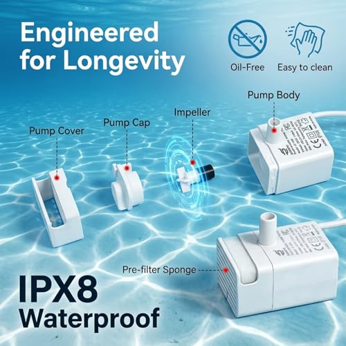 JY-830 Pet Water Fountain Replacement Pump,Ultra Quiet - Image 5