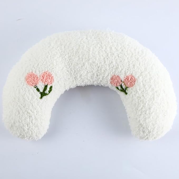 Calming Pillow for Dogs, Pet U Shape Calming Pillow Pet Neck Pillow Dog Calming Pillow for Small Dogs, Ultra Soft Fluffy Pet Calming Toy for Joint Relief Sleeping Improve Machine Washable (White-1)