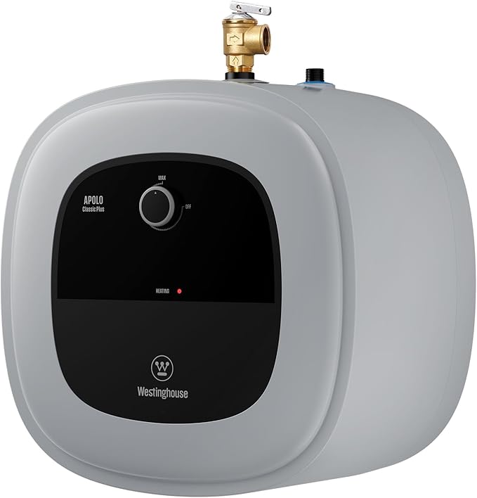 Westinghouse 8 Gallon Electric Mini Tank Water Heater, 120V, 1440W Instant Hot Water for Point of Use, Compact Under Sink & RV Design, Easy Wall/Floor Mount, UL Listed (Gray)