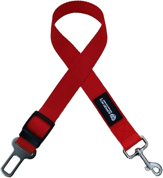 Support Pets Adjustable Pet Seatbelt – Red Car Safety Harness Clip for Dogs & Support Animals – Durable Nylon Travel Restraint – Vehicle Seatbelt Buckle Attachment for Secure Pet Travel