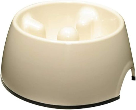 Dogit Dog Bowl Slow Feeder for Wet or Dry Dog Food, Go Slow Anti-Gulping Dog Dish, White, XS
