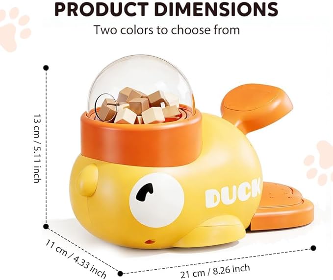 Duck Dog Food Dispenser Toy - 2-in-1 Interactive Puzzle Feeder for IQ Training & Boredom Relief,Durable Slow Feeder Dog Bowl, Mental Stimulation Enrichment Treat Toy for Small & Medium Dogs (1)