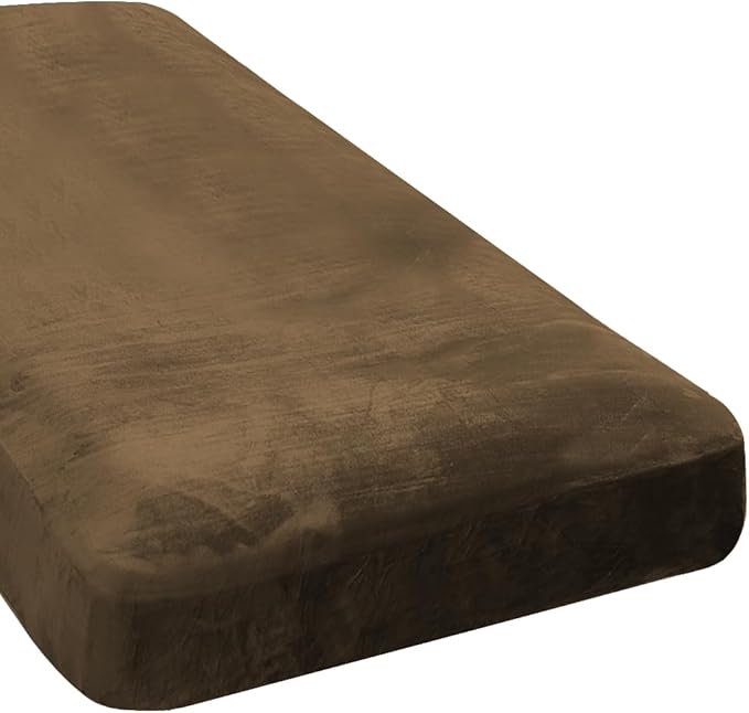H.VERSAILTEX Velvet Stretch Individual Chaise Cover Sectional Couch Covers for L Shaped Sofa Both Left/Right Furniture Protector Seat Cushion Sofa Cover (1 Piece Chaise Cover, Bronze Brown)