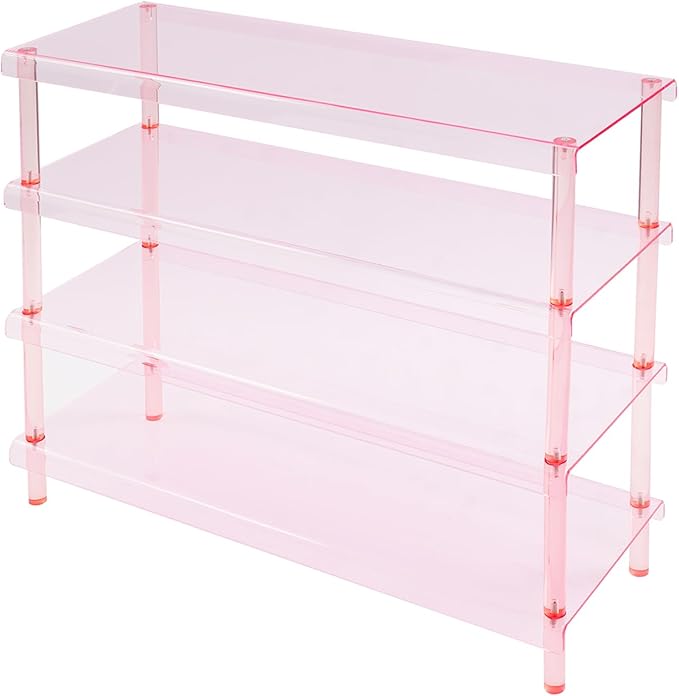 4-Tier Acrylic Shoe Rack for Closet, Clear Shoe Organizer - Entryway Shoe Organizer, Modern Free Standing Shoe Storage Shelf, Holds 12-16 Pairs of Shoes for Entryway, Closet, 31.5”×11.81”×28.35”