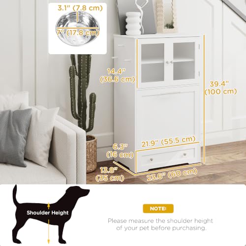 PawHut Pet Feeding Station, 2 Storage Cabinets - Image 4