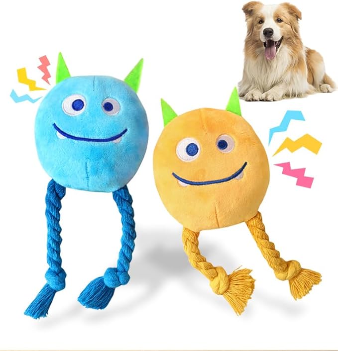 Dog Toys for Small Dogs - 2 Pack Squeaky Rope Plush Dog Toys for Small and Medium Breed, Puppy Toys to Keep Them Busy