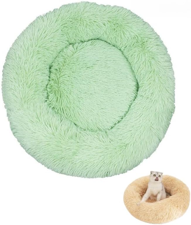 Anxiety Relief Dog Bed - Mr Fluffy Friend Anti-Anxiety Original Calming Plush Pet Bed for Chewing, Crate Training & Thunderstorm Stress (Green,M-60CM)