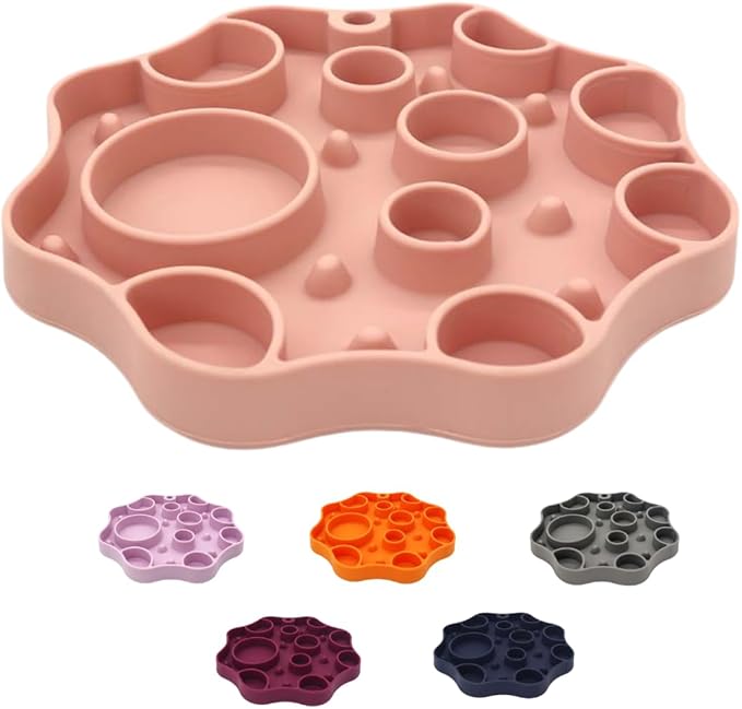 Non-Slip Slow Feeder Pet Bowl – Anti-Choking Feeding Bowl with Suction Cups for Dogs & Cats, Promotes Healthy Digestion (Pink, Bubble)