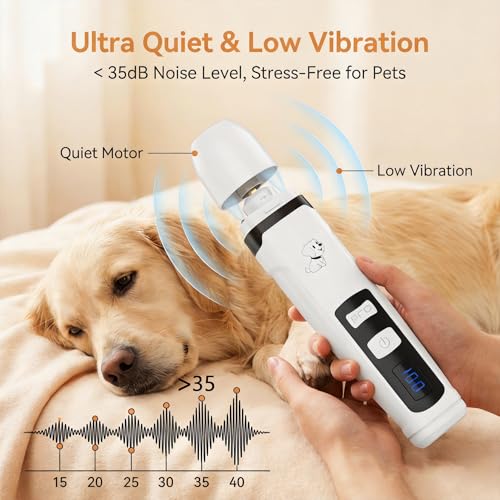 silent paws Dog Nail Grinder Quiet, 2026 New Upgraded Silent Dog Groom Pro Nail Trimmer, Electric 2-Speed Pet Toenai Grooming Supplies, Applicable to Large Medium Small Dogs Paw & Cats Claw (SM-2)