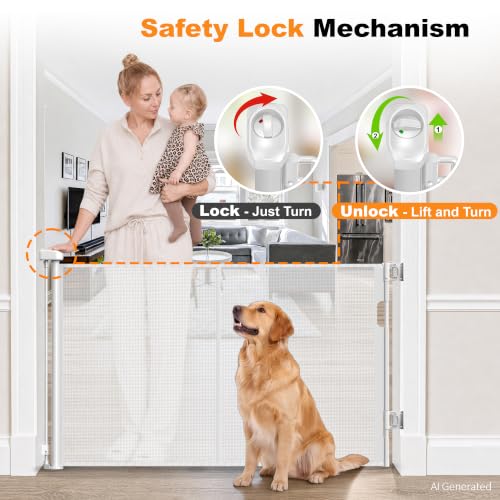 Retractable Baby Gates for Doorways 50” Wide Mesh Pet Gate - Image 6
