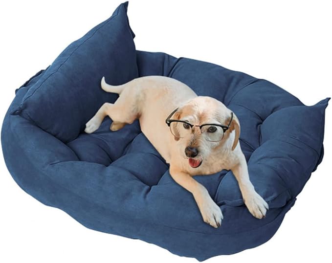 Comfy Calming Dog Beds for Small Medium Large Dogs, Anti Anxiety Dog Bed, Self Warming Dog Bed Outdoor and Indoor, Cat Beds for Indoor Cats, Kennel Bed for Pet (X-Large(22x30inch),Navy)
