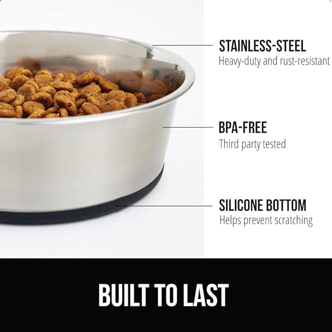 Gorilla Grip Dog Bowl Set of 2 and Slow Feeder Dog Bowl, Pet Bowls 4 Cups Stainless Steel, Pet Bowls 2 Cups Prevent Overeating, Both in Black, 2 Item Bundle