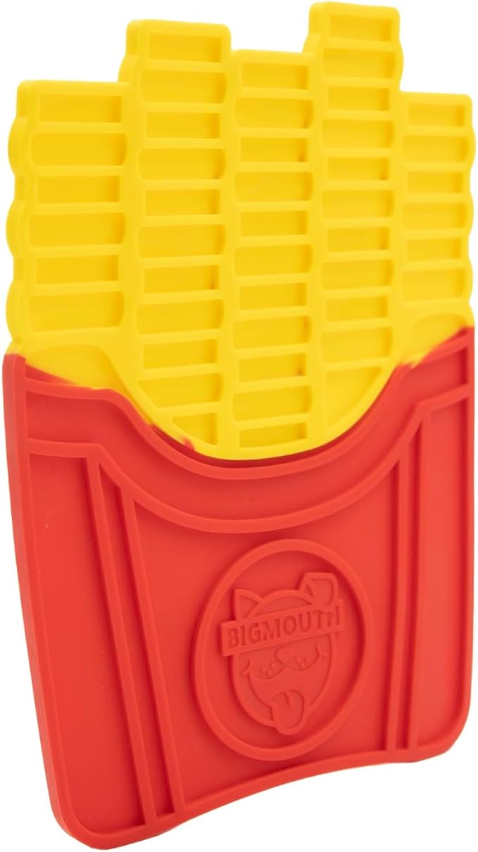 BigMouth French Fries Silicone Lick Mat for Dogs and Cats, Slow Feeder Enrichment Pad, Dishwasher Safe Anxiety Relief Toy