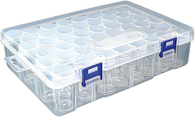 48pcs Diamond Art Painting Storage Containers with Clear Lids & Label Stickers, Small Round Beads Organizer Box for DIY Crafts Jewelry, Portable Stackable Art Supply Case