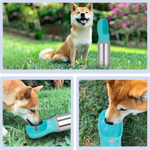 Portable Dog Water Bottle, 14 OZ Stainless Steel Pet | Travel Essentia - Image 8