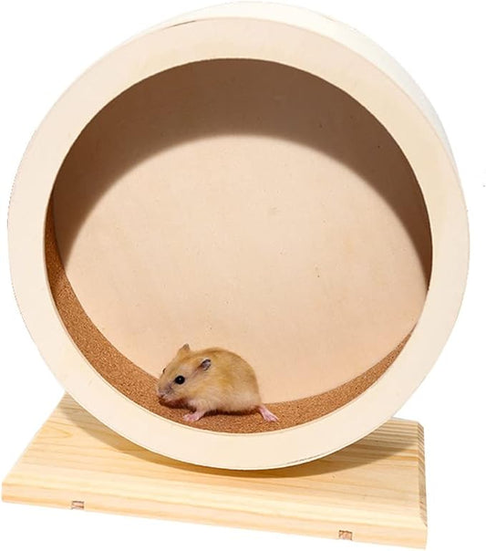 antiai Hamster Wooden Silent Wheel, Small Animal Exercise Wheel Accessories, Quiet Spinner Hamster Running Wheels Toys for Hamsters,Guinea Pig, Gerbils, Mice and Other Small Pets,8.2' Medium Size