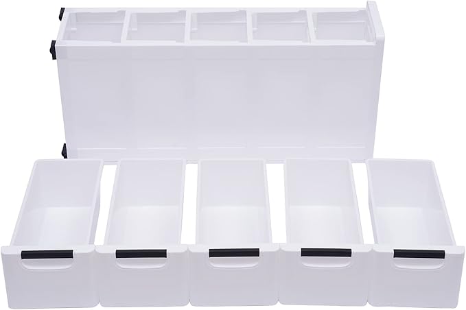 5 Drawers Narrow Slim Plastic Storage Cabinet,Storage Drawer with 4 Wheels,5 Tier Drawers Dresser,White