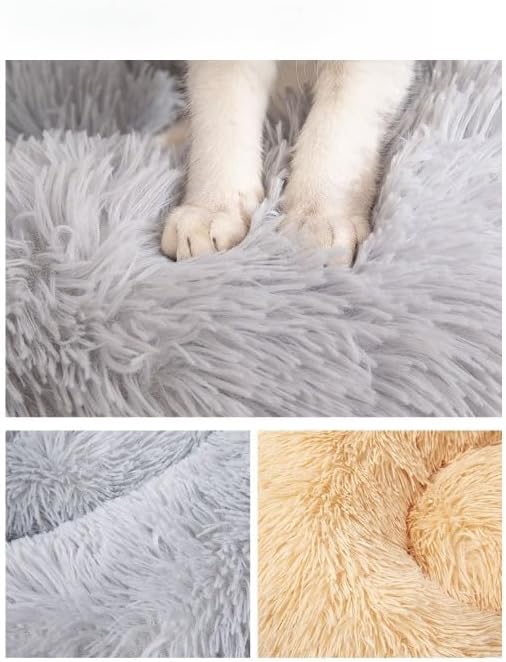 Anxiety Relief Dog Bed - Mr Fluffy Friend Anti-Anxiety Original Calming Plush Pet Bed for Chewing, Crate Training & Thunderstorm Stress (B-Gray,XL-80CM)