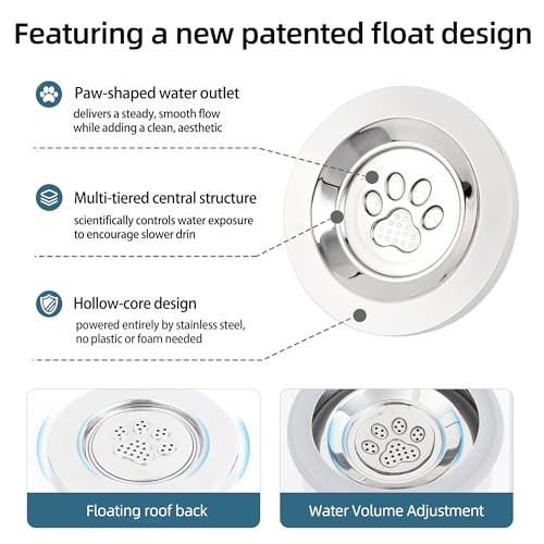 3L/0.8 Gallon No Spill Water Bowl for Dogs, Double-Wall Stainless Steel Slow Water Dog Bowls, Splash-Proof Vacuum Float, Dishwasher Safe for Large Medium Dogs - Image 6