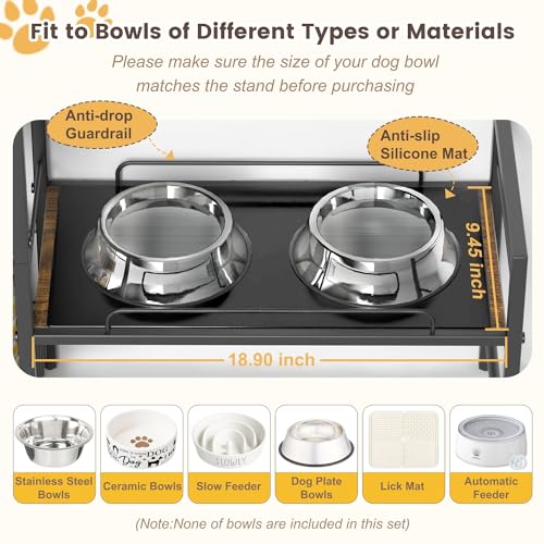 Dog Feeding Station with 2 Elevated Bowl Stands & Large Storage - Image 3